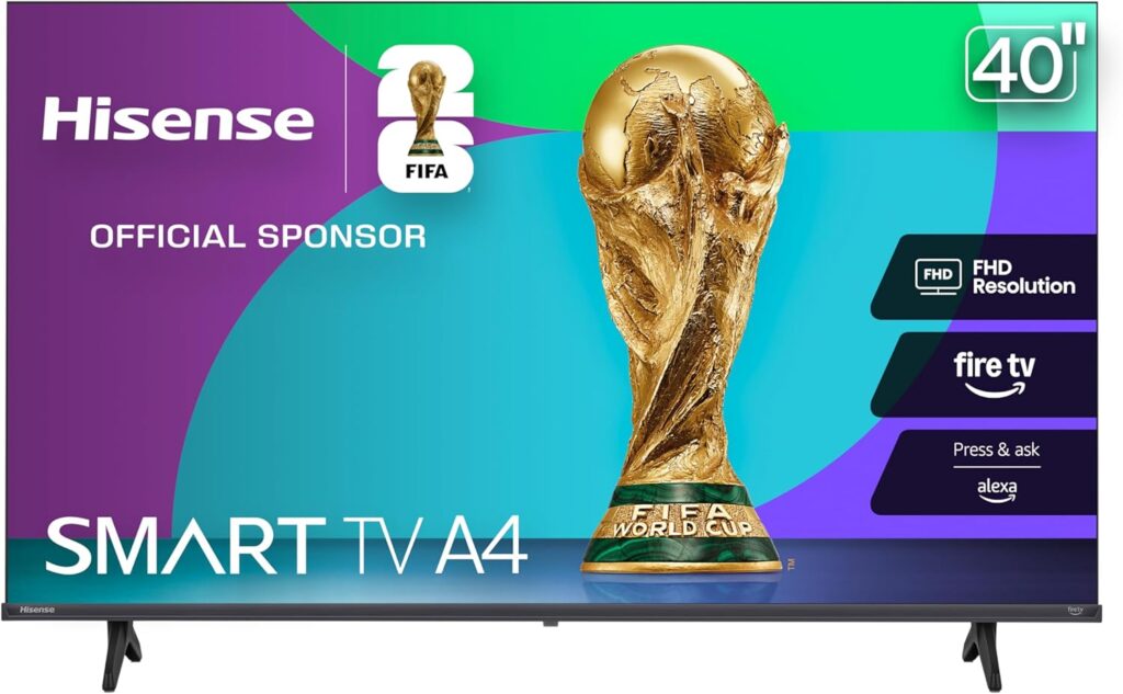 Hisense 40-Inch Class A4 Series FHD 1080p Smart Fire TV (40A4NF, 2025 Model) - DTS Virtual: X, Slim Bezel Design, Alexa Built in, Streaming TV, Black