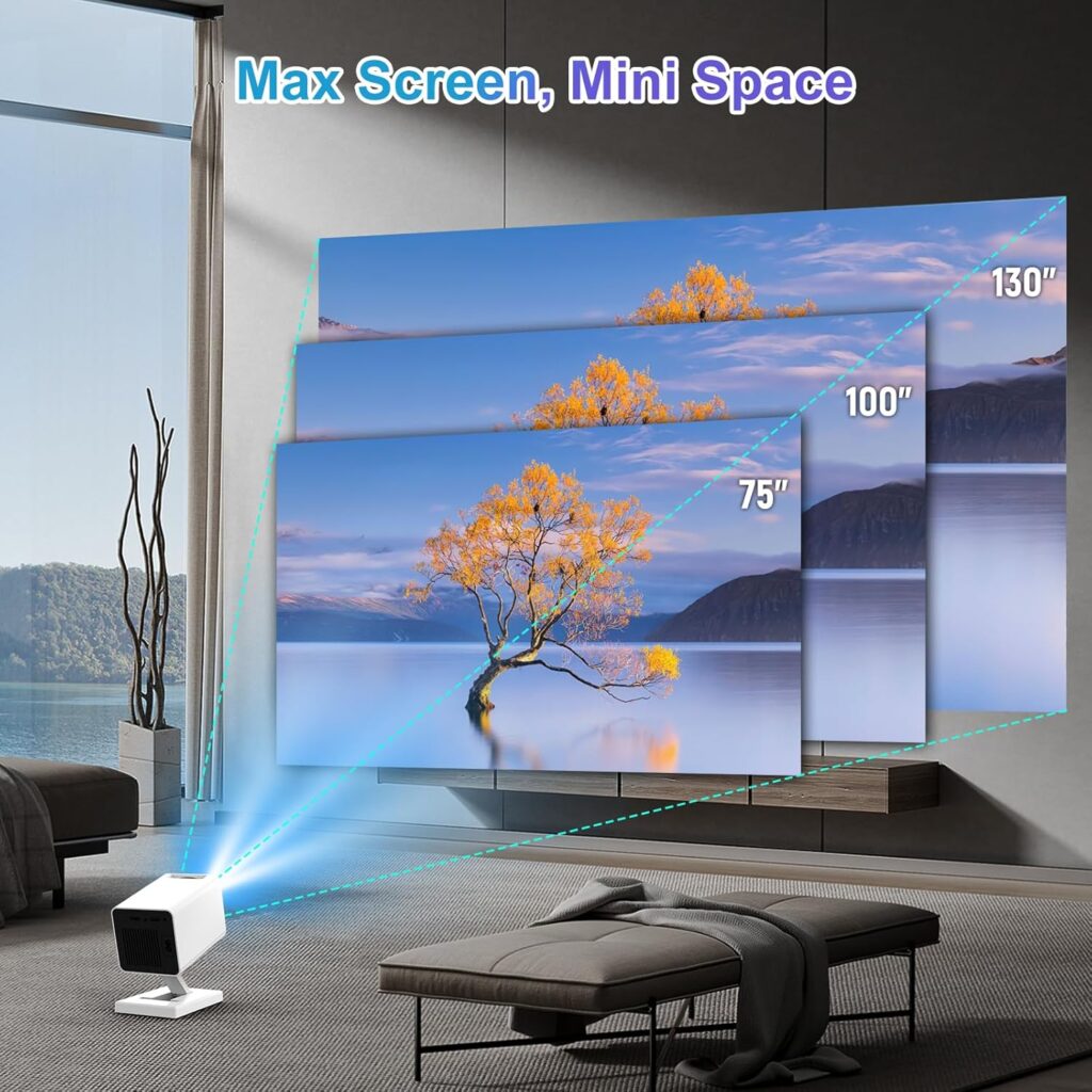 Mini Projector with WiFi and Bluetooth｜Outdoor Portable Projector 1080P/4K Support｜Smart Projector with Auto Keystone Correction｜Home/Movie Projector for Phone/TV Stick/Laptop｜2025 US Version