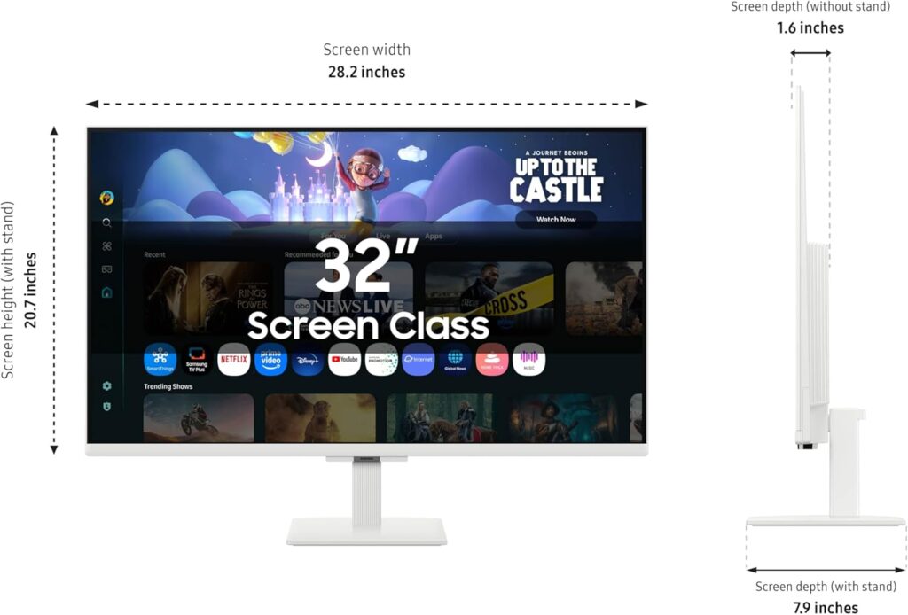 Samsung 32-Inch M5 (M50F) Series FHD Smart Monitor with Streaming TV, Speakers, HDR10, Gaming Hub, Multiple Ports, Workout Tracker, Vision Accessibility Tools, White, LS32FM503ENXZA