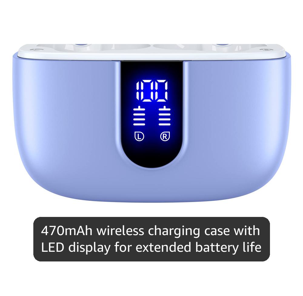 TAGRY Bluetooth Headphones True Wireless Earbuds 60H Playback LED Power Display Earphones with Wireless Charging Case IPX5 Waterproof in-Ear Ear buds with Mic for TV Smart Phone Laptop Computer Sports